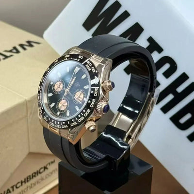 CHRONOTONA| Rose Black Rubber VK63 - WATCHBRICK