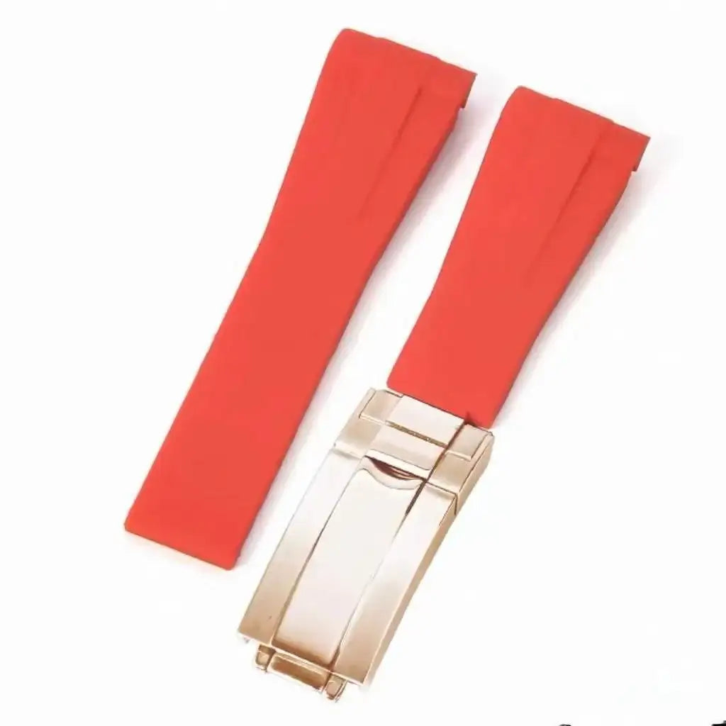 Curved - End Rubber Strap | 20mm Rose - Gold Clasp - WATCHBRICK