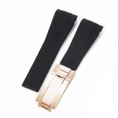 Curved-End Rubber Strap | 20mm Rose-Gold Clasp - WB MOD WATCHES