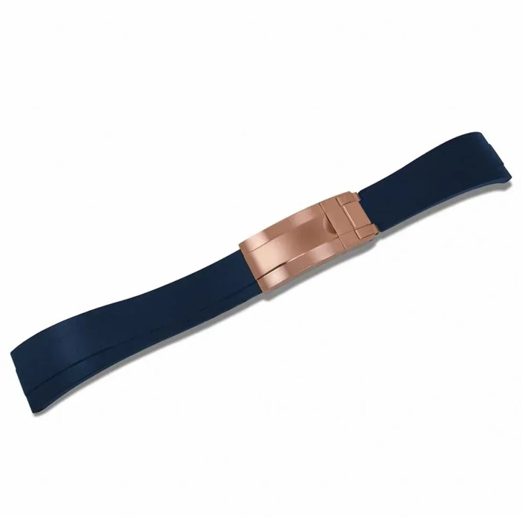 Curved-End Rubber Strap | 20mm Rose-Gold Clasp - WB MOD WATCHES