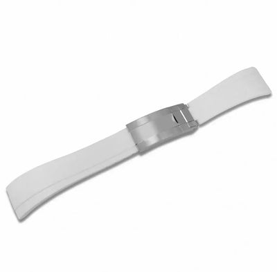 Curved-End Rubber Strap | 20mm Silver Clasp - WB MOD WATCHES