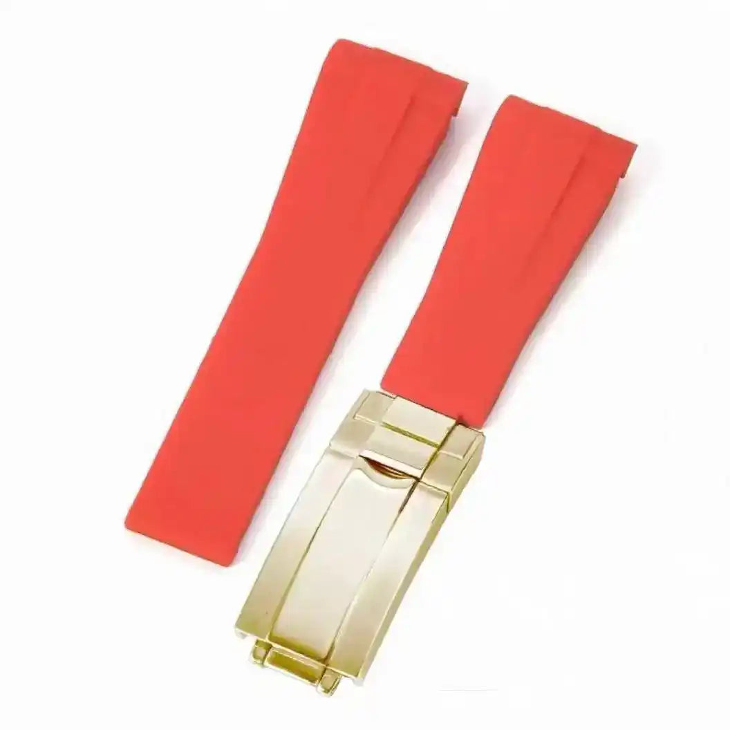 Curved - End Rubber Strap | 20mm Yellow - Gold Clasp - WATCHBRICK