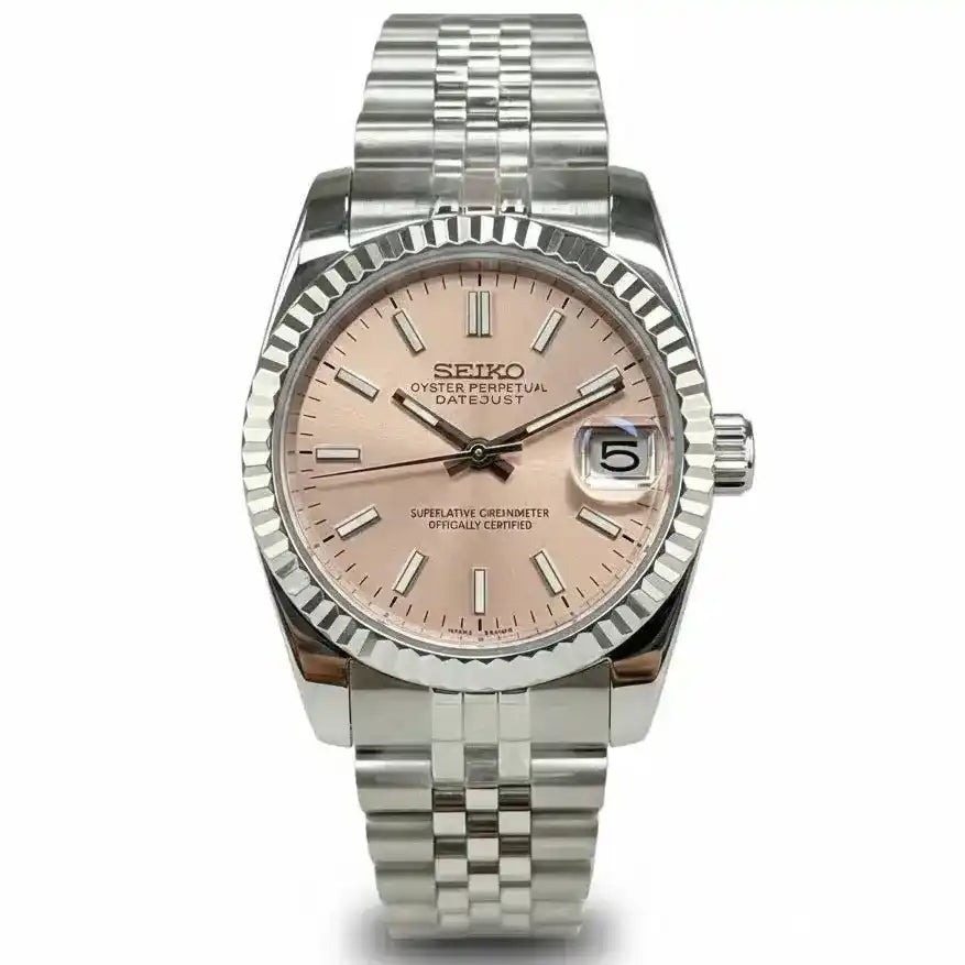 JUSTMOD | Champagne Pink NH35 Custom Watch – WATCHBRICK
