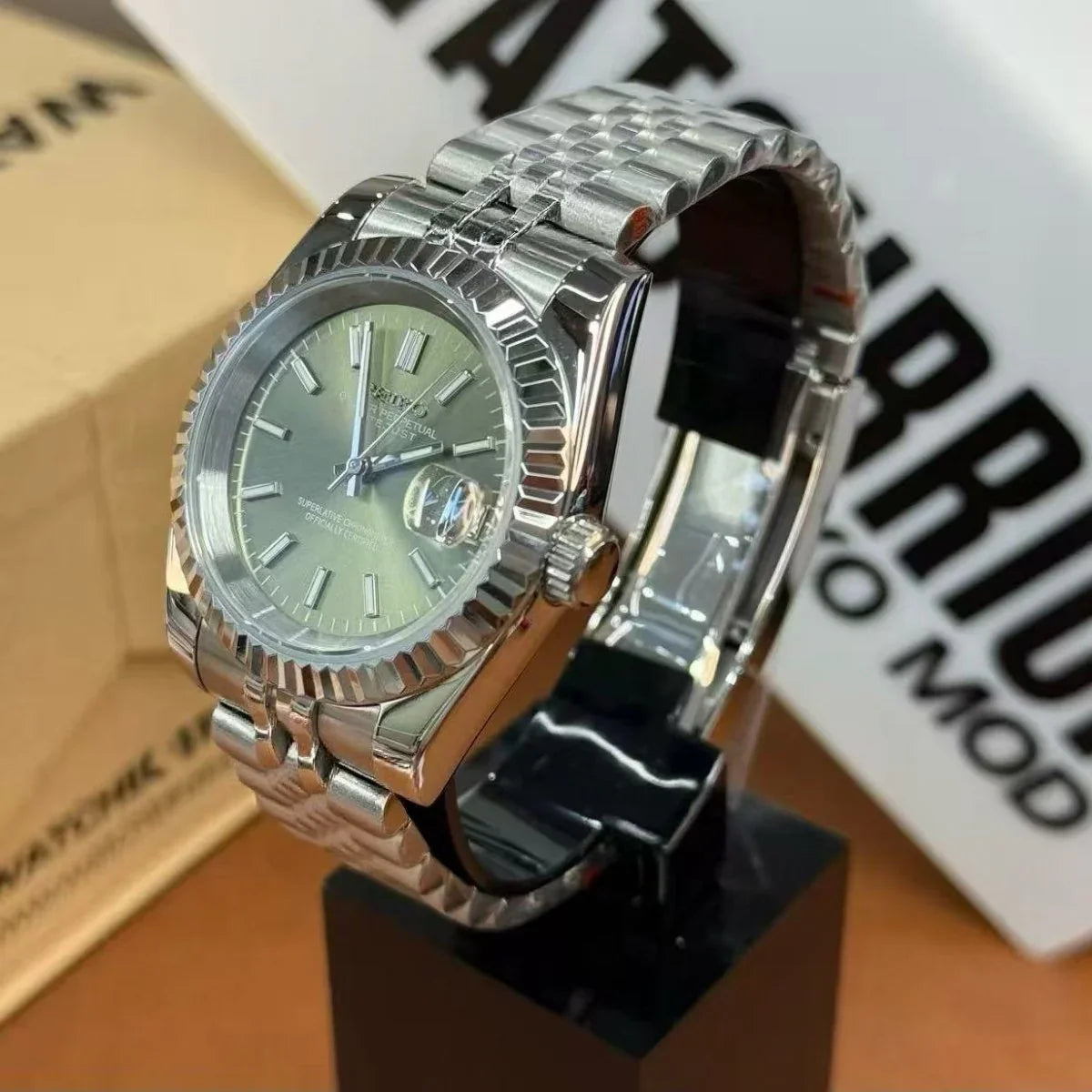 DATEJUST MOD | Emerald Fluted NH35 Date 36/39mm - 398.00 WATCHBRICK