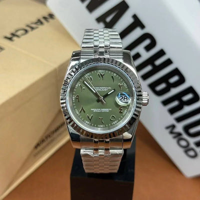 JUSTMOD | Green Sunburst Arabic 36/39mm - WATCHBRICK