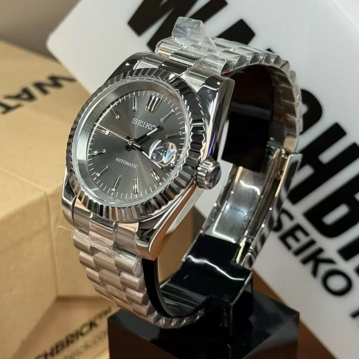 JUSTMOD | Slate Sunburst NH35 Date - WB MOD WATCHES