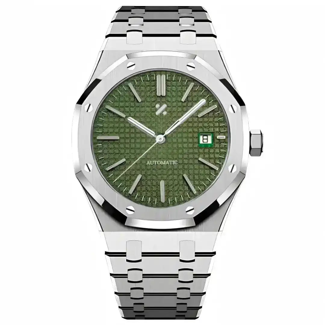 OAKMOD | Forest Brushed Green NH35 Custom Watch – WATCHBRICK