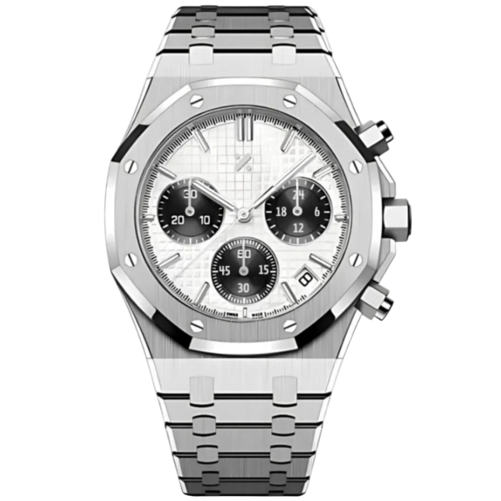 SEIKOAK | White Chrono Panda VK63 Royal Oak - WATCHBRICK