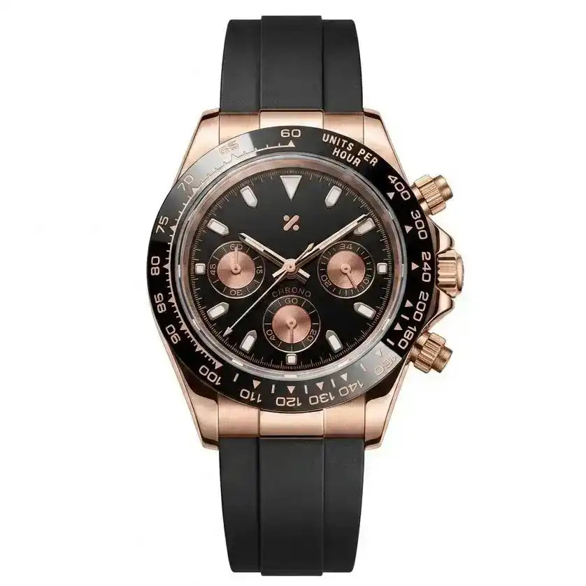 SEITONA | Rose Black Rubber VK63 Custom Watch – WATCHBRICK