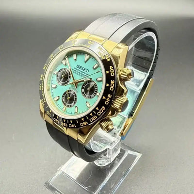 SEITONA | Tiffany Blue Gold VK63 Custom Watch - WATCHBRICK