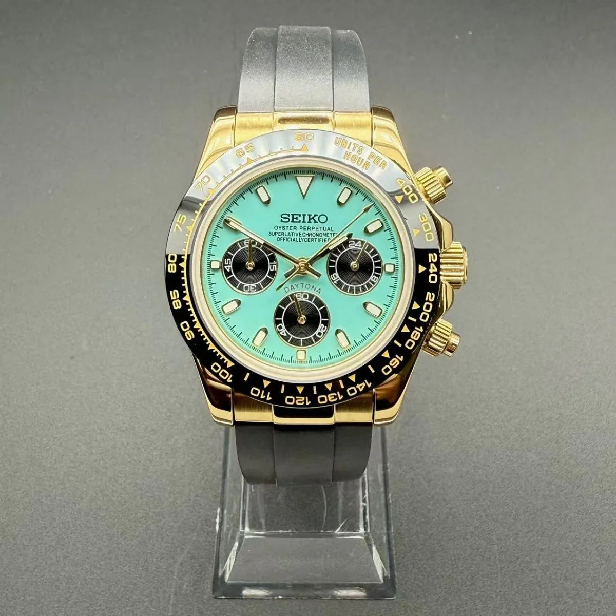 SEITONA | Tiffany Blue Gold VK63 Custom Watch - WATCHBRICK