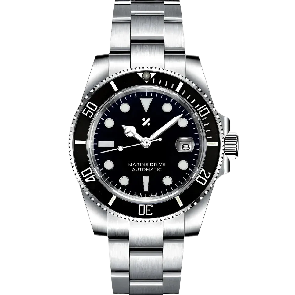Watchbrick custom black submariner mod watch with NH35 automatic movement and sapphire crystal